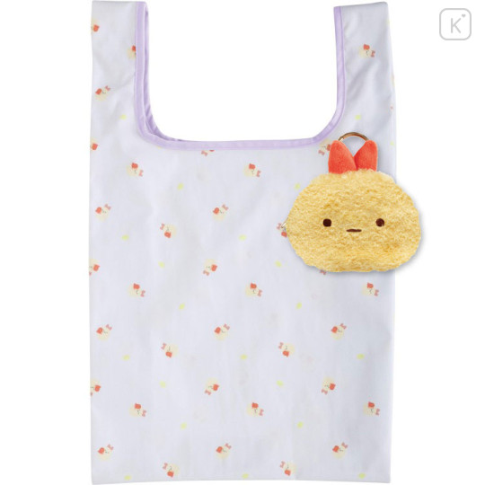 Japan San-X Eco Shopping Bag & Mascot Pouch with Carabiner Bag Charm - Sumikko Gurashi Ebifurai no Shippo Shrimp Tail - 1