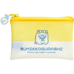 Japan San-X Clear Flat Mini Pouch - Sumikko Gurashi : Everyone's Night Routine Neko
