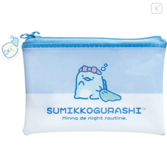Japan San-X Clear Flat Mini Pouch - Sumikko Gurashi : Everyone's Night Routine Tokage - 1