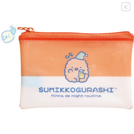 Japan San-X Clear Flat Mini Pouch - Sumikko Gurashi : Everyone's Night Routine Tonkatsu Fried Pork - 1