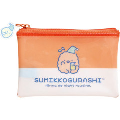 Japan San-X Clear Flat Mini Pouch - Sumikko Gurashi : Everyone's Night Routine Tonkatsu Fried Pork