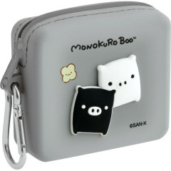Japan San-X Mini Silicone Accessory Case With Carabiner - Monokuro Boo : San-X Universe