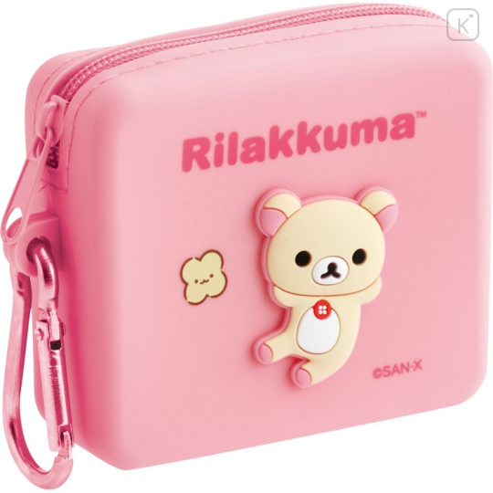 Japan San-X Mini Silicone Accessory Case With Carabiner - Korilakkuma : San-X Universe - 1