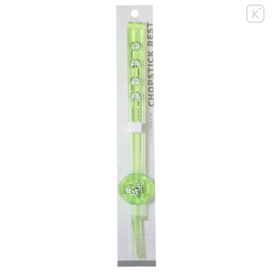 Japan Peanuts Chopsticks & Chopstick Rest Set - Snoopy : Linus Clear Green - 1