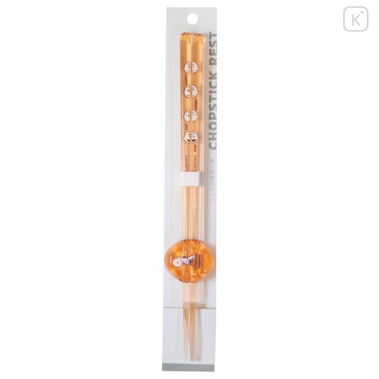Japan Peanuts Chopsticks & Chopstick Rest Set - Snoopy : Charlie Clear Orange - 1