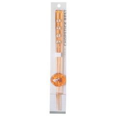 Japan Peanuts Chopsticks & Chopstick Rest Set - Snoopy : Charlie Clear Orange
