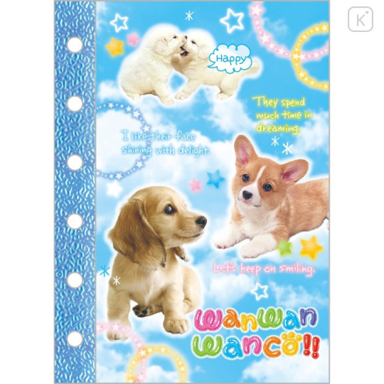 Japan San-X 6 Hole Sticker Notebook - Wan Wan Wanko : Sky - 1