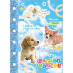 Japan San-X 6 Hole Sticker Notebook - Wan Wan Wanko : Sky