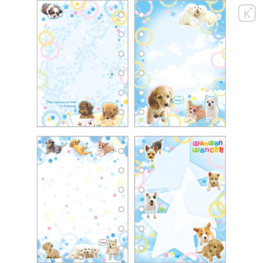 Japan San-X 6 Hole Sticker Notebook - Wan Wan Wanko : Sky - 2