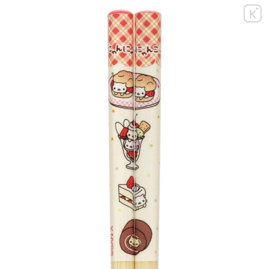 Japan San-X Bamboo Chopsticks 21cm - Nyan Nyan Nyanko - 3