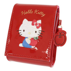 Japan Sanrio Lip Pouch with Mirror - Hello Kitty : Patent Leather Red Apple