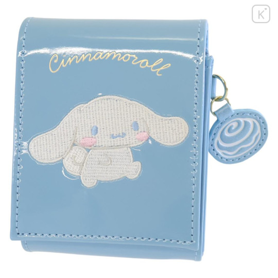 Japan Sanrio Lip Pouch with Mirror - Cinnamoroll : Patent Leather Light Blue - 1
