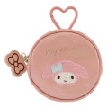 Japan Sanrio Mini Round Accessory Pouch with Carabiner - My Melody : Patent Leather Light Pink - 1