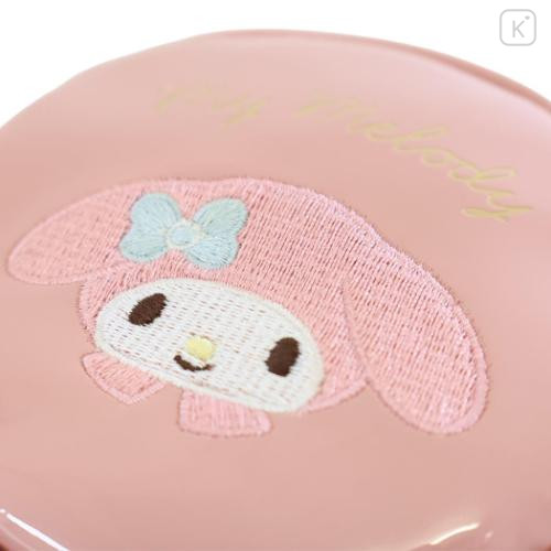 Japan Sanrio Mini Round Accessory Pouch with Carabiner - My Melody : Patent Leather Light Pink - 4