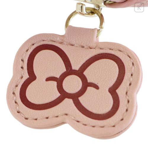 Japan Sanrio Mini Round Accessory Pouch with Carabiner - My Melody : Patent Leather Light Pink - 5
