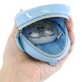 Japan Sanrio Mini Round Accessory Pouch with Carabiner - Cinnamoroll : Patent Leather Light Blue - 3