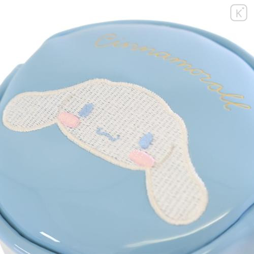 Japan Sanrio Mini Round Accessory Pouch with Carabiner - Cinnamoroll : Patent Leather Light Blue - 4
