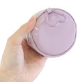 Japan Sanrio Mini Round Accessory Pouch with Carabiner - Kuromi : Patent Leather Light Purple - 2