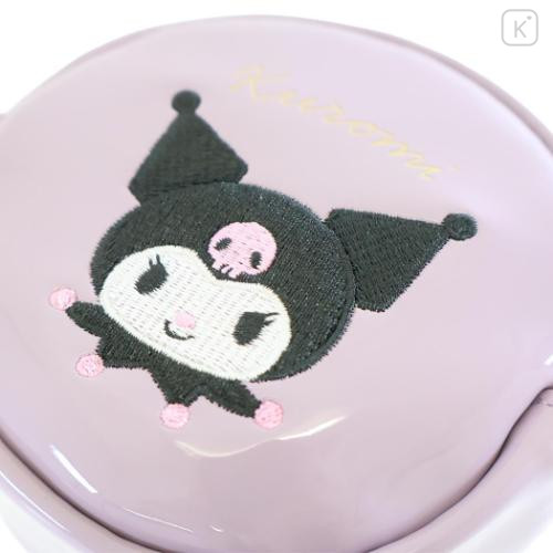 Japan Sanrio Mini Round Accessory Pouch with Carabiner - Kuromi : Patent Leather Light Purple - 4