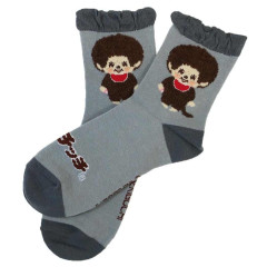 Japan Monchhichi Low Crew Socks - Monchhichi-kun : Grey Frill
