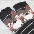 Japan Monchhichi Low Crew Socks - Monchhichi-chan & Monchhichi-kun : Black Striped Frill - 2