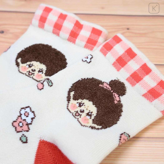 Japan Monchhichi Low Crew Socks - Monchhichi-chan & Monchhichi-kun : Beige Red - 2