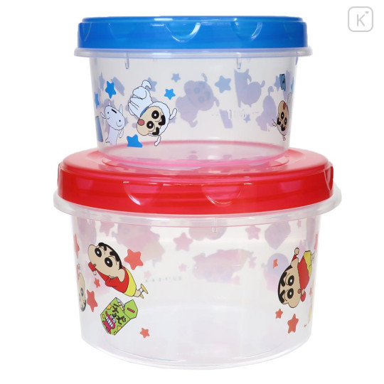 Japan Crayon Shin-chan Nesting Food Storage Container Set - Shinnosuke Nohara : Clear Blue Red - 2