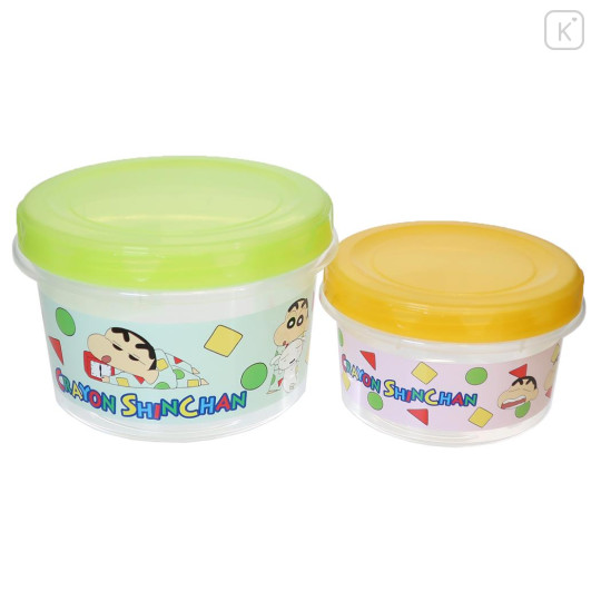 Japan Crayon Shin-chan Nesting Food Storage Container Set - Shinnosuke Nohara : Clear Green Orange - 1