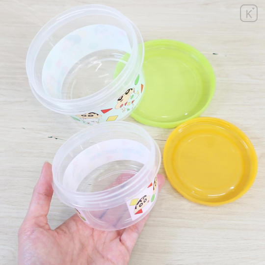 Japan Crayon Shin-chan Nesting Food Storage Container Set - Shinnosuke Nohara : Clear Green Orange - 3