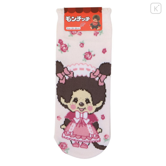 Japan Monchhichi Ankle Socks - Monchhichi-kun : Lolita Pink Rose - 1