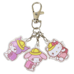 Japan Sanrio Trio Acrylic Keychain - Hello Kitty & Kuromi & My Melody : School Backpack