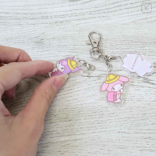 Japan Sanrio Trio Acrylic Keychain - Hello Kitty & Kuromi & My Melody : School Backpack - 2