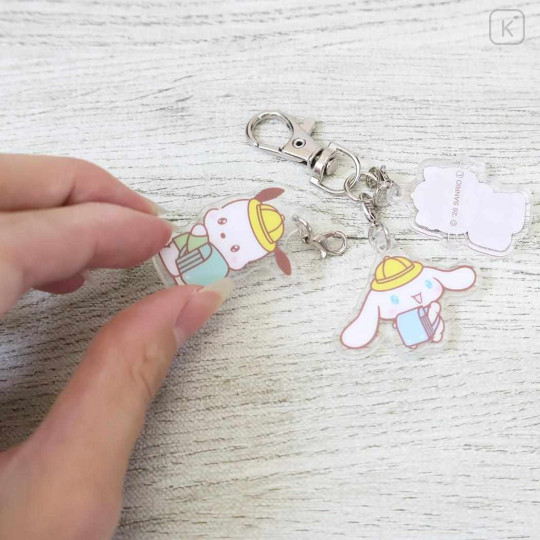 Japan Sanrio Trio Acrylic Keychain - Cinnamoroll & Hello Kitty & Pochacco : School Backpack - 2