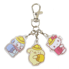 Japan Sanrio Trio Acrylic Keychain - Hangyodon & Hello Kitty & Pompompurin : School Backpack