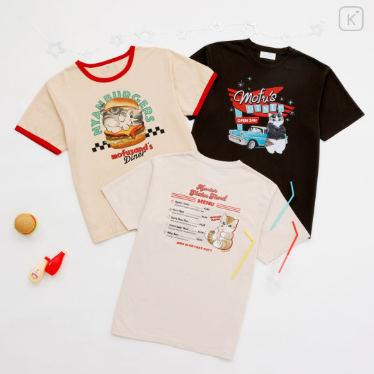 Japan Mofusand T-Shirt (L) - Mofusand Diner Shake Stand Menu Cat - 2