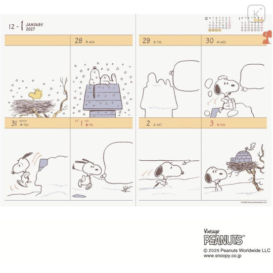 Japan Peanuts B6 Planner Monthly & Weekly Schedule Book - Snoopy : Comic Pink 2027 - 3