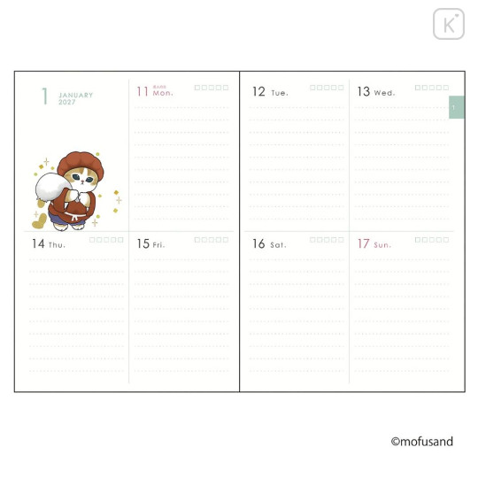 Japan Mofusand B6 Planner Monthly & Weekly Schedule Book - Pajama Cat 2027 - 3