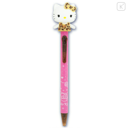 Japan Crayon Shin-chan Action Mascot Ballpoint Pen - Hello Kitty : Leopard Gal Cat Pink - 1