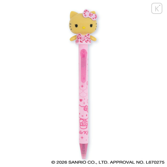 Japan Sanrio Action Mascot Ballpoint Pen - Hello Kitty : Leopard Gal Cat Pink Sunburned Tan - 1