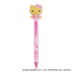 Japan Sanrio Action Mascot Ballpoint Pen - Hello Kitty : Leopard Gal Cat Pink Sunburned Tan