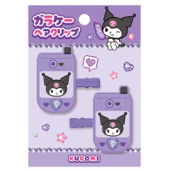 Japan Sanrio Flip Phone Acrylic Hair Clip Set - Kuromi