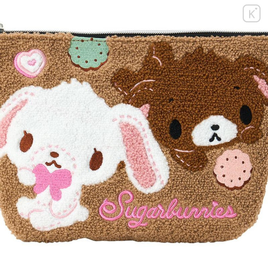 Japan Sanrio Chenille Embroidery Pouch - Sugarbunnies : Beige - 4