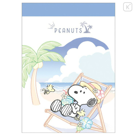 Japan Peanuts Mini Notepad - Snoopy & Woodstock : Summer Beach Vacation - 1