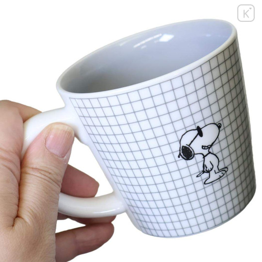 Japan Peanuts Ceramic Mug - Snoopy : Joe Cool Color Check Grey - 2