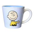 Japan Peanuts Ceramic Mug - Color Check Charlie Brown Blue - 1