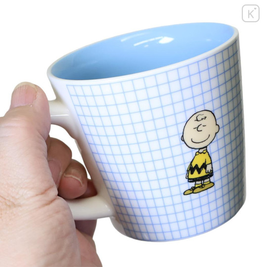 Japan Peanuts Ceramic Mug - Color Check Charlie Brown Blue - 2