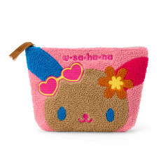Japan Sanrio Chenille Embroidery Pouch - Usahana : Sunburned Pink