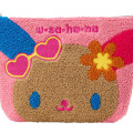 Japan Sanrio Chenille Embroidery Pouch - Usahana : Sunburned Pink - 4