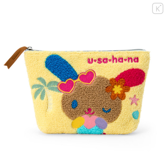 Japan Sanrio Chenille Embroidery Pouch - Usahana : Sunburned Yellow - 1