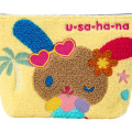 Japan Sanrio Chenille Embroidery Pouch - Usahana : Sunburned Yellow - 4